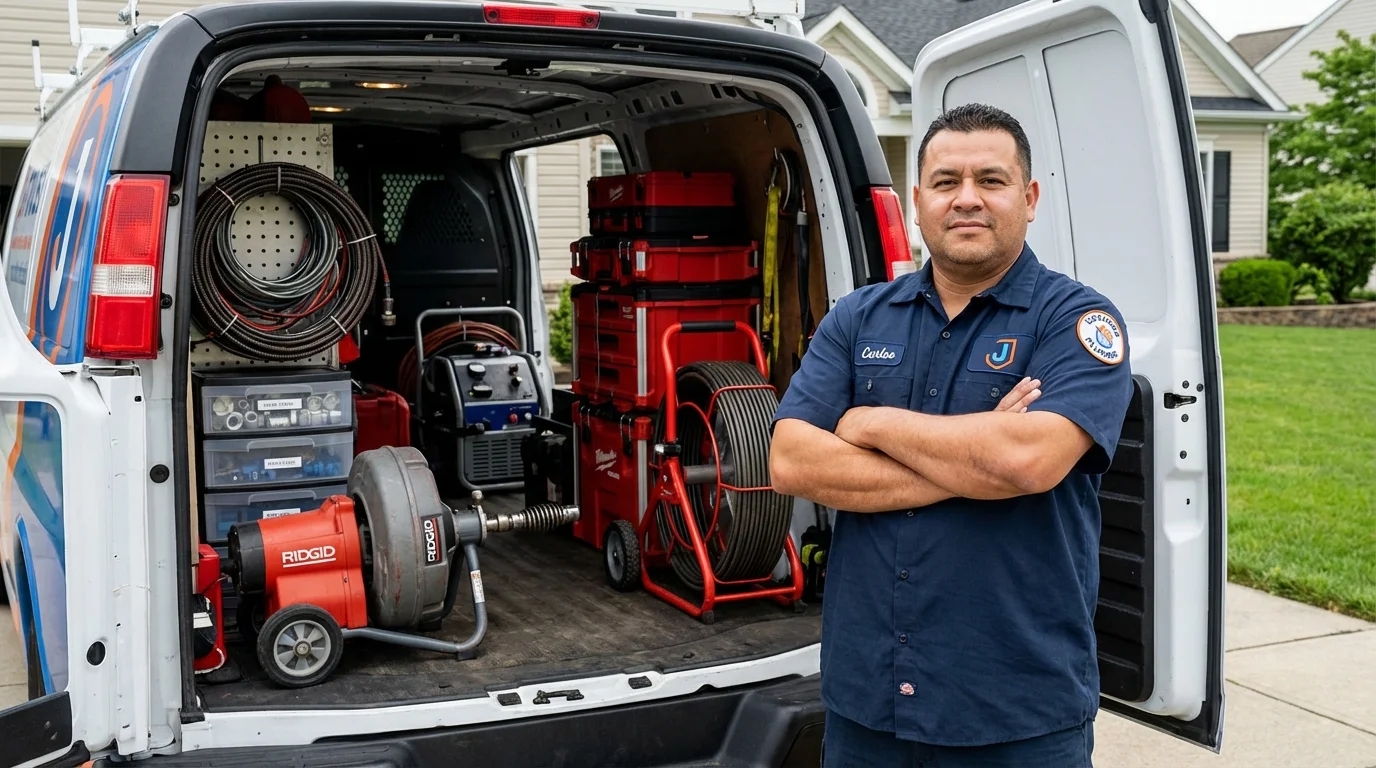 Professional drain cleaning equipment and Johns Plumbing LLC plumber in Chilhowie