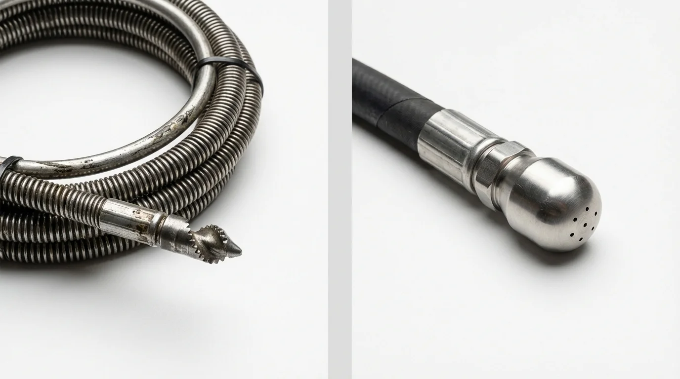 Drain snake cable and hydro jetting nozzle used for drain cleaning in Chilhowie, VA