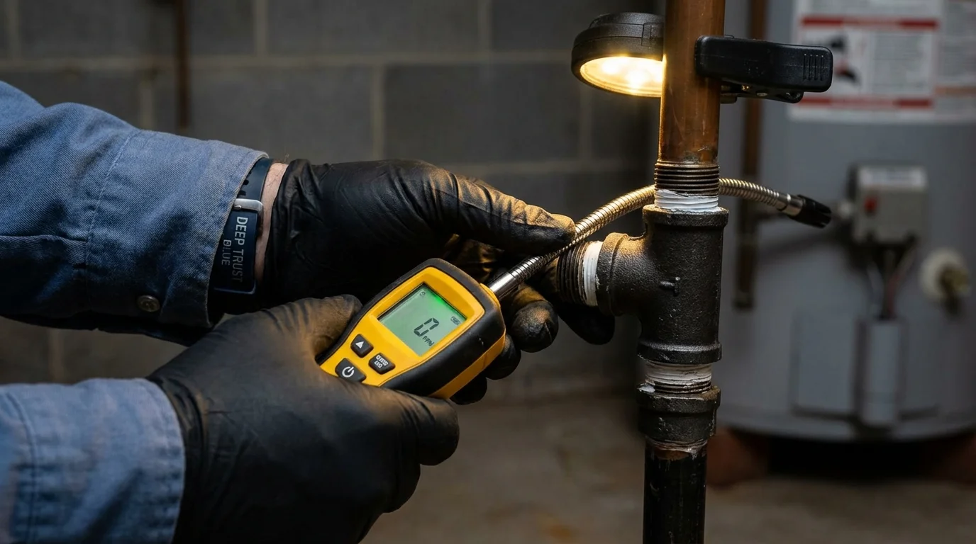 Gas leak detection with electronic sniffer by Johns Plumbing LLC in Chilhowie