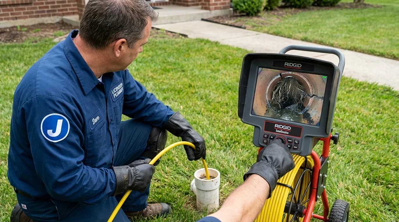 Sewer camera inspection being performed by Johns Plumbing LLC in Chilhowie