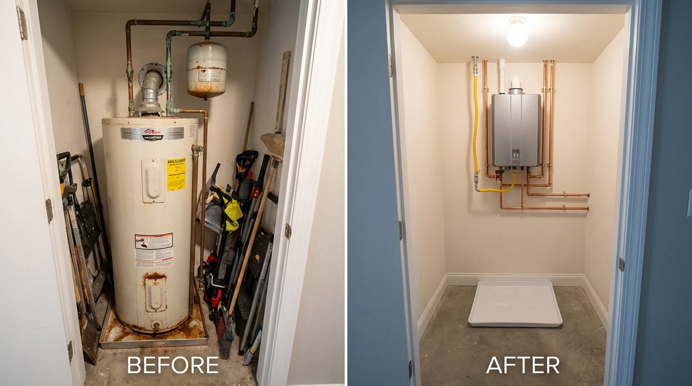 Tank water heater versus wall-mounted tankless unit comparison for Chilhowie, VA homeowners